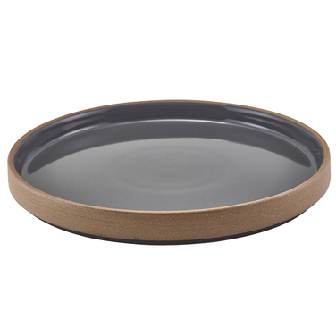 Тарілка презентаційна 25*2.5 см із низьким вертикальним бортом, Kava Dark Grey Stoneware Raw Wall, GenWare