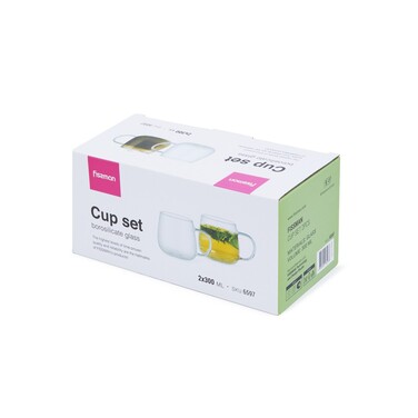 Набір з 2-х кухлів Fissman 300 мл жаростійке скло (6597)