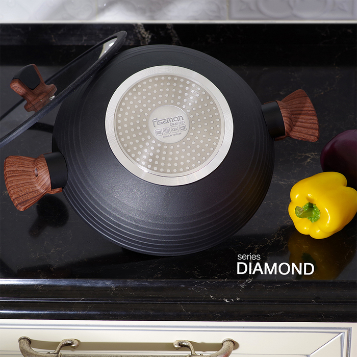 Вок Fissman DIAMOND GREY 3,6 л зі скляною кришкою (14302)