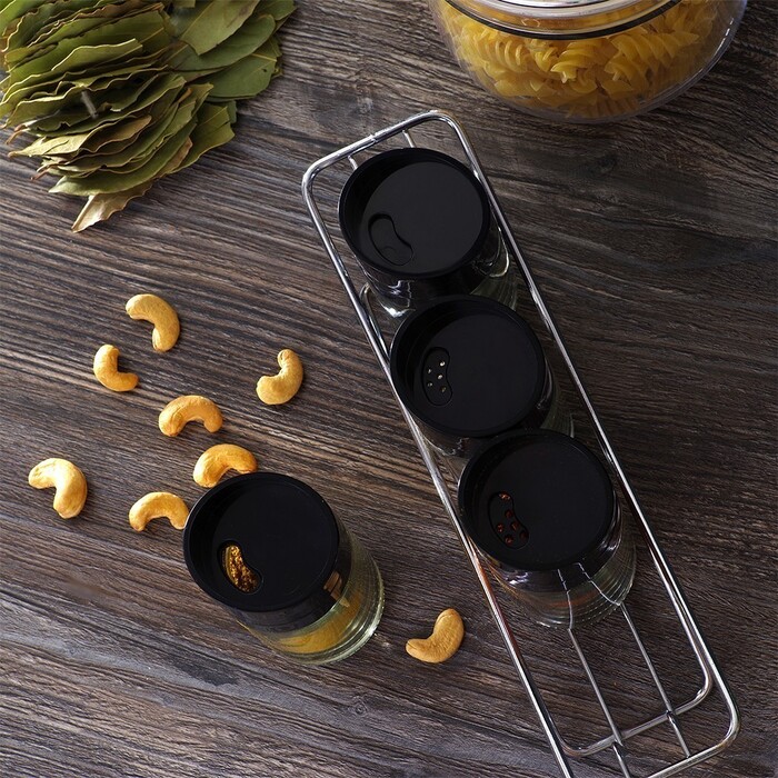 Набор для приправ 4x100 мл на подставке стекло Fissman