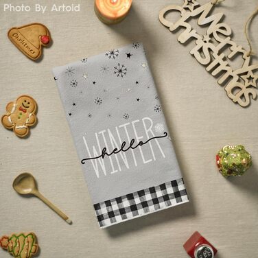 Набір з 4 різдвяних кухонних рушників 42 x 65 см чорний/білий Artoid Mode