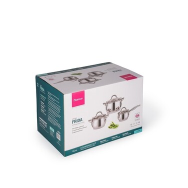 Набір посуду  зі скляними кришками 6 предметів FRIDA Fissman