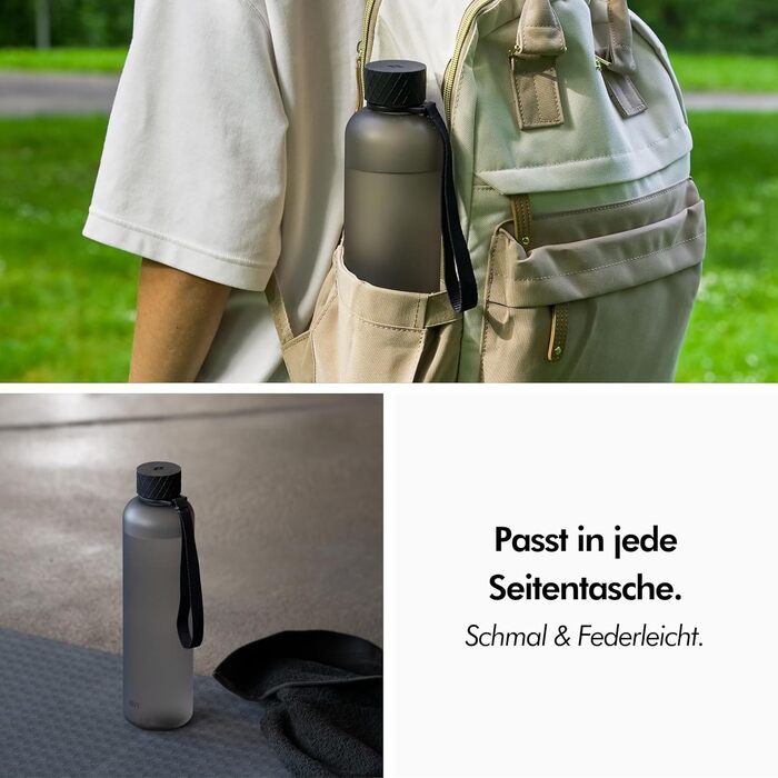 Пляшка для води 1 л тританова, попелясто-чорна KIVY