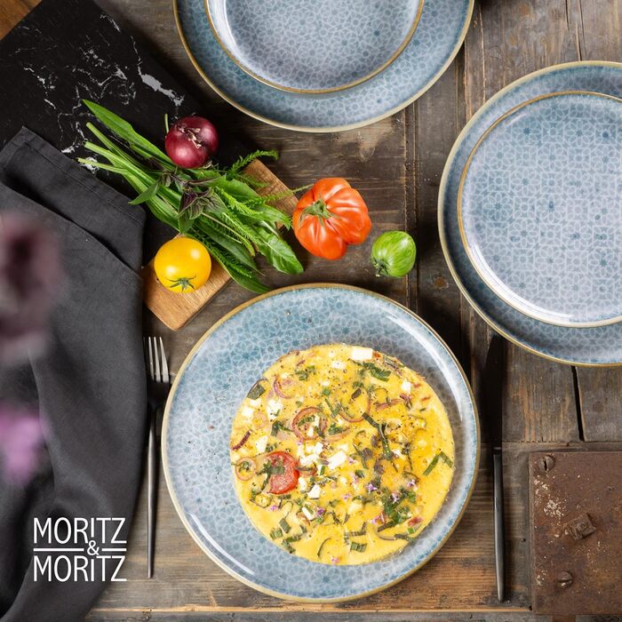 Набор посуды из 18 предметов 6 персон набор тарелок ярко-синего цвета из высококачественного фарфора 6 обеденных тарелок, десертных тарелок и мисок Набор посуды из 18 предметов