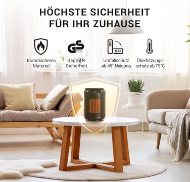 Керамічний тепловентилятор LIFELONG енергозберігаючий, тихий - incl. app & WiFi, пульт дистанційного керування 2000 Вт електричний, внутрішня кераміка Електричний обігрівач променистий обігрівач eco heat Еко теплий