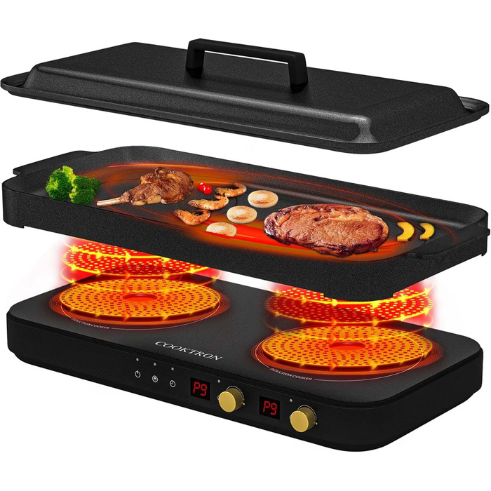 Портативна індукційна варильна поверхня на 2 конфорки 1800 Вт COOKTRON