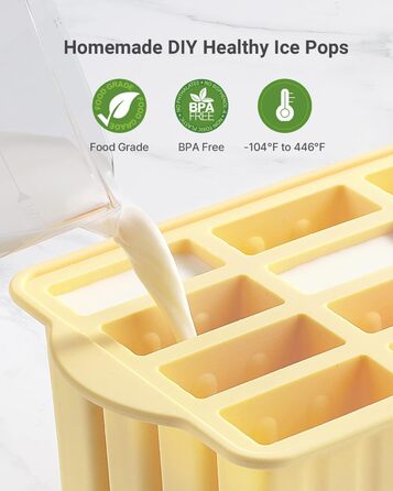 Силіконові форми для морозива, MEETRUE 12 форм для морозива. Силіконові форми для морозива. Багаторазові форми для морозива. Легкорозбірні форми для приготування морозива без бісфенолу А для дітей і дорослих. Форми для морозива.