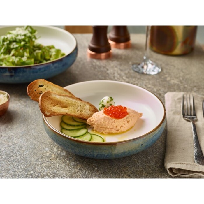 Тарілка глибока двокольорова Coupe 20хh 5 см, 900 мл, Terra Porcelain Aqua Blue, GenWare