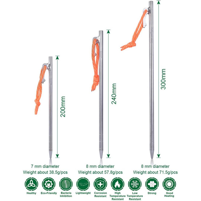 Безмежний Voyage 6 Pack Надміцні високоміцні кілочки для кемпінгових наметів з титанового сплаву для поїздок на свіжому повітрі, походів, садівництва (6 шт. (л))