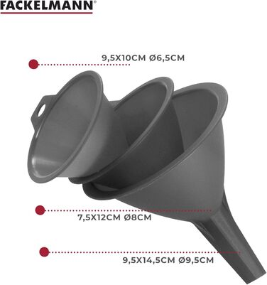 Набір воронок, 3 предмети, сірі Fackelmann