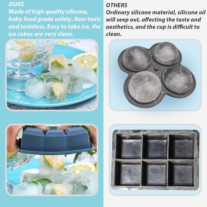 Форма для льоду 3 шт на 6 відділень синій LessMo