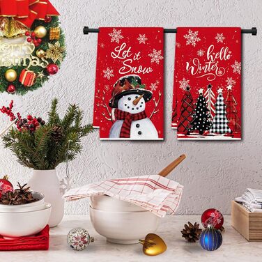 Набір з 2 різдвяних кухонний рушників 43 x 66 см, червоний YUNHENTONG