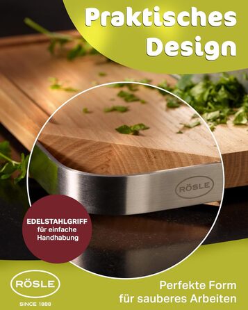 Обробна дошка RSLE Basic Line - 39 x 26 см, високоякісна бамбукова обробна дошка з жолобком для соку та нековзними гумовими ніжками, може використовуватися як дошка для нарізання та подачі, міцна дерев&39яна дошка для кухні (48 Д x 32 Ш см)