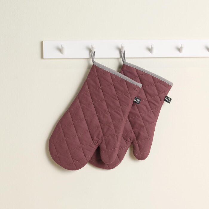 Рукавички для духовки 19 x 30 см, набір 2 предмети, бордовий Basic ESSEX