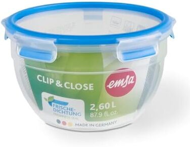 Набір контейнерів для зберігання продуктів EMSA Clip & Close, прямокутні, 5 x 0,8 л, коробки для зберігання, 100 герметичні, придатні для миття в посудомийній машині, морозильної камери та мікрохвильової печі, прозорі, сині, зроблені в Німеччині, N10307 (