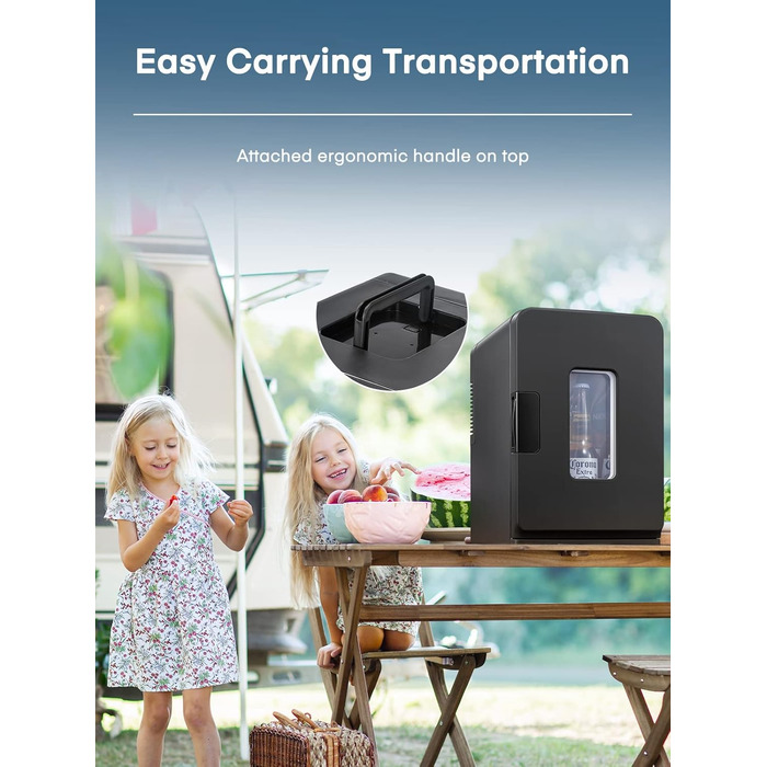 Міні-холодильник з функцією охолодження 15 л чорний FOHERE
