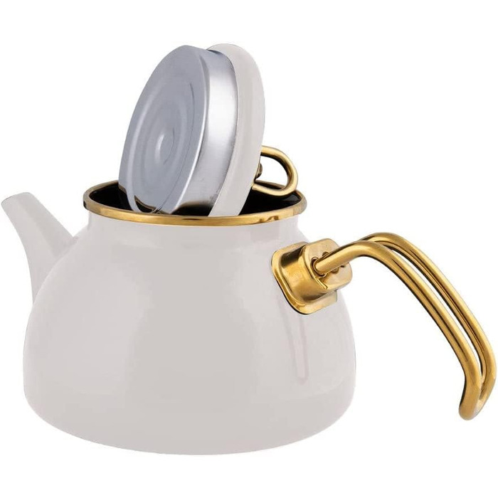 Набір емальованих чайників Karaca Retro, турецький набір чайників, чайник, індукційний сейф, крем 2.3 літра