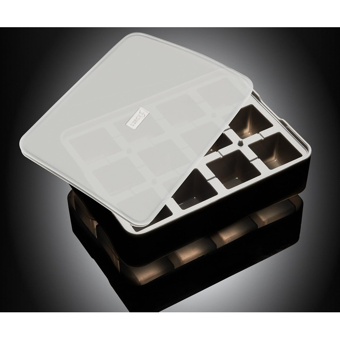 Силіконова льодогенератор Lurch ICE FORMER преміум-класу з кришкою на 20 кубиків льоду розміром 3 см, чорний, кубик 3 см (куб 4 см)