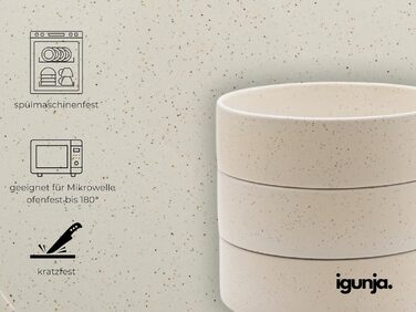 Набір керамічного посуду igunja, набір мисок та тарілок 12 предметів на 4 особи Високоякісний, 100 ручної роботи, набір посуду з реактивною глазур&39ю, матовий зовні, глянцевий всередині (бежевий, миски XL)