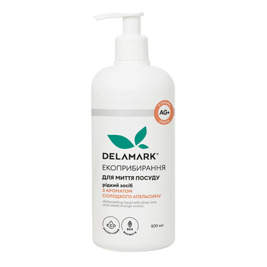 Засіб для миття посуду з іонами срібла Солодкий апельсин 0.5 л Delamark