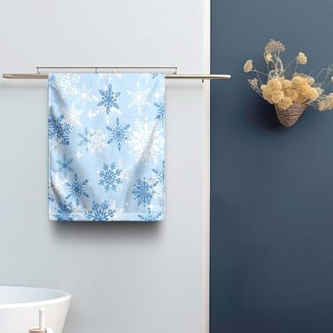 Різдвяні кухонні рушники Kwlegh, рушник для рук, різдвяна ялинка, цукерка-тростина, сніжинка, рушник для пальців, набір з 2 шт. , милий чоловічий банний рушник, високопоглинаючі рушники, 36 x (синя сніжинка)