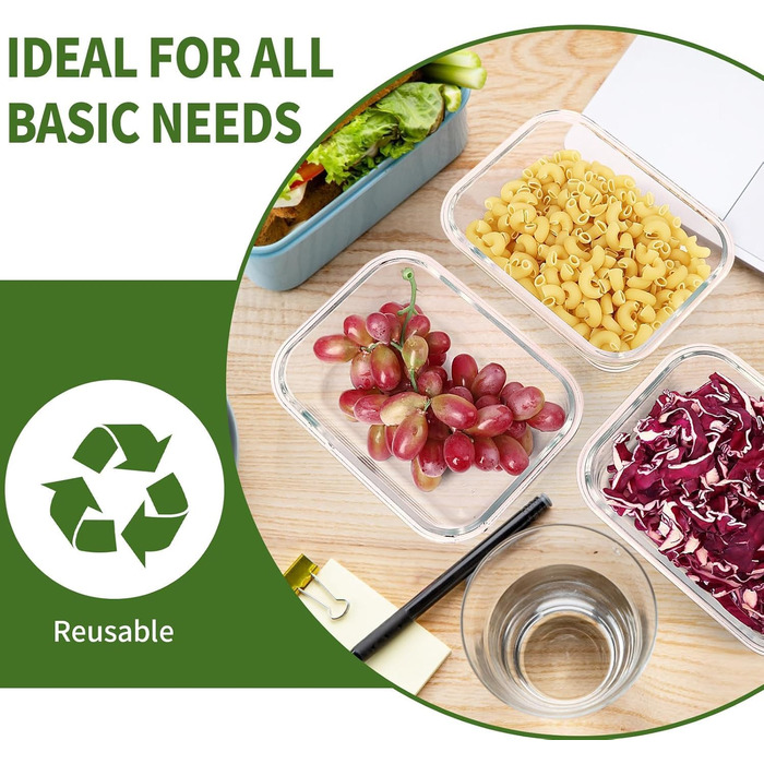 Набор из 5 стеклянных контейнеров для хранения продуктов 1 л с крышками Skroam