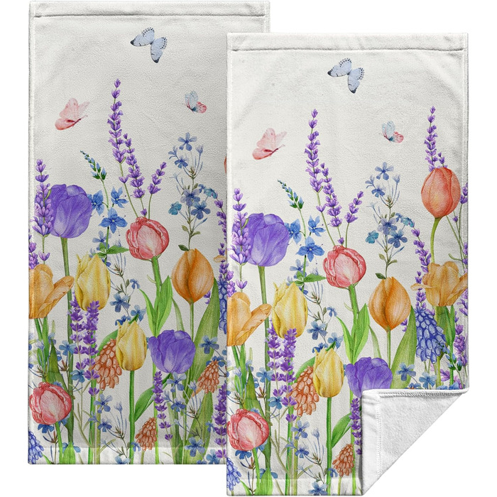 Різдвяні кухонні рушники Kwlegh, рушник для рук, різдвяна ялинка, цукерка-тростина, сніжинка, рушник для пальців, набір з 2 шт. , милий чоловічий банний рушник, високопоглинаючі рушники, 36 x (тюльпан і лаванда)