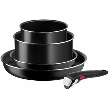 Набор посуды Tefal Ingenio Easy Cook & Clean, 5 предметов, алюминий, нержавеющая сталь, бакелит, черный