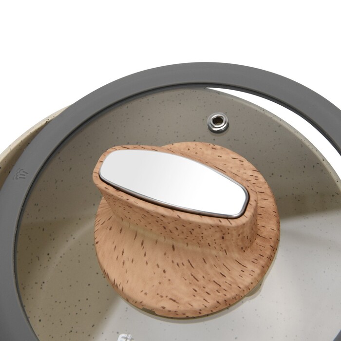 Ківш Fissman ARIA 16x7,5 см / 1,2 л зі скляною кришкою алюміній з антипригарним покриттям (14468)