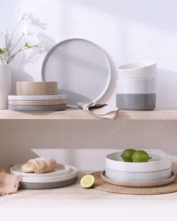 Набір посуду Richmount Nebula для 6 осіб, набір тарілок та мисок із 18 предметів, набір посуду з крапчастої кераміки, можна мити в мікрохвильовій печі та посудомийній машині, сервіз Nebula для 6 осіб (різнокольоровий, сервіз Nebula для 4 осіб)