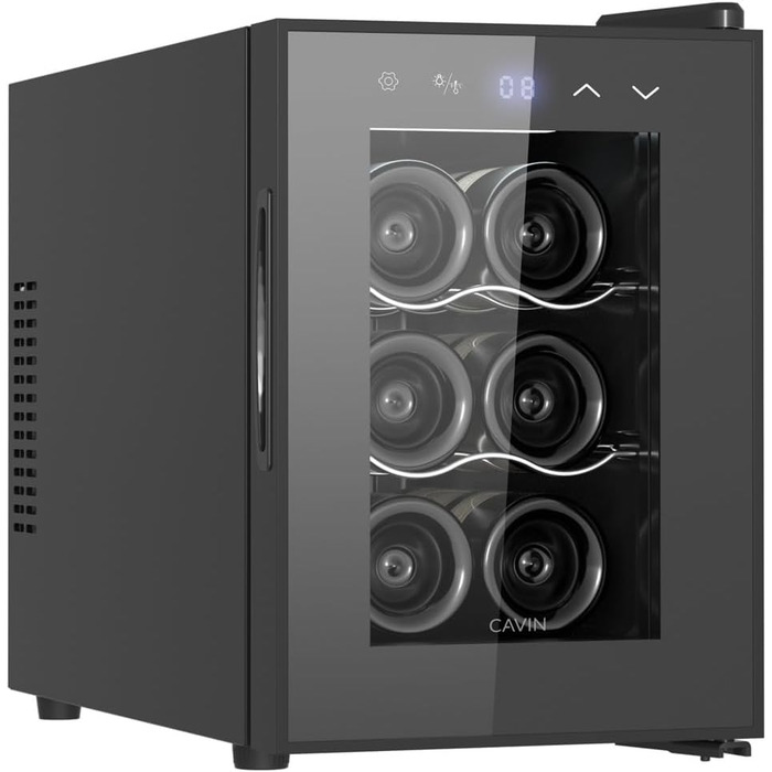 Малий винний холодильник до 6 пляшок чорний Cavin