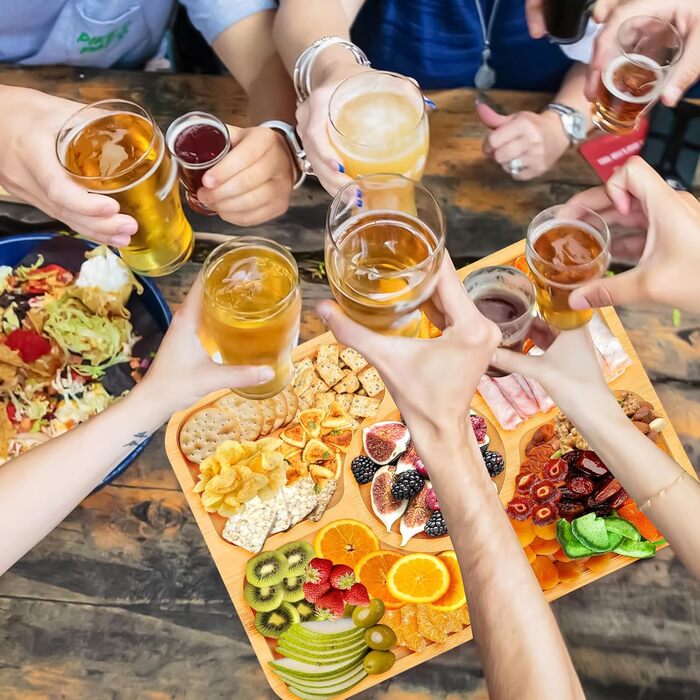 Коробка для снеків Clyfanesy з 6 відділеннями, розділений дерев&39яний піднос з кришкою та ручкою, портативний органайзер для коробки для снеків, практичний піднос для дивана, герметичний органайзер для тарілок для снеків та горіхів, 6 відділень (5 відділ