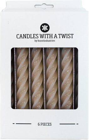 Набір з 6 декоративних свічок 2,2 x 21 см, теплий сірий Candles with a Twist Kunstindustrien