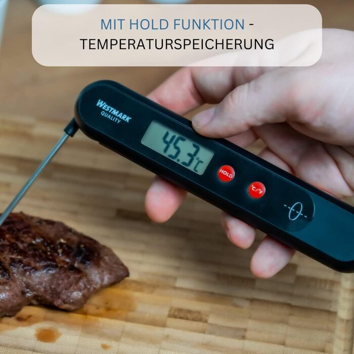 Термометр для проколов Westmark, диапазон измерения от 0 C до 200 C / от 32 F до 392 F, нержавеющая сталь/пластик, серебристый/черный/красный, 12782280 (, без батареек)