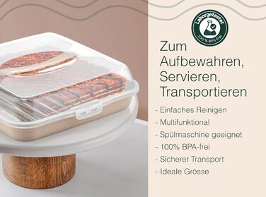 Коробка для транспортування торта з кришкою, капюшоном і ручкою. Коробка для зберігання, контейнер для торта, тарілка для торта, контейнер для торта, коробка для торта, тарілка для торта, начинка для торта, дзвіночок для торта - (зелений, квадратний)