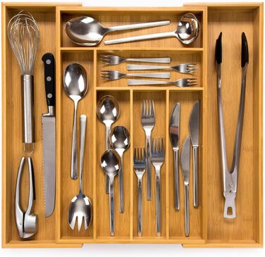 Органайзер для столових приборів розсувний 47 см, бамбук budu