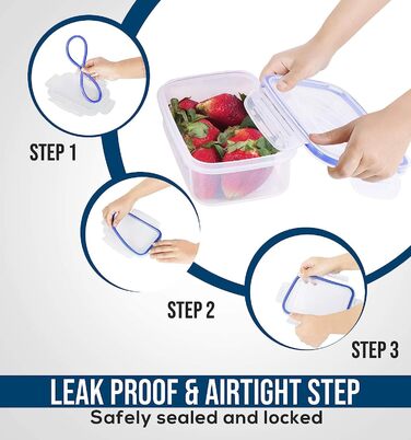 Банки для зберігання з кришками (9 контейнерів, 9 кришок) Контейнери для зберігання продуктів для кухні, кухонний органайзер без бісфенолу А (12 упаковок, синій), 18