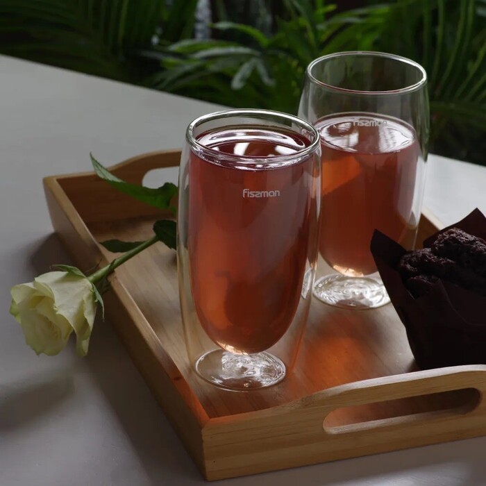 Комплект з двох склянок Fissman FRAPPE 350 мл жароміцне скло з подвійними стінками (6447)