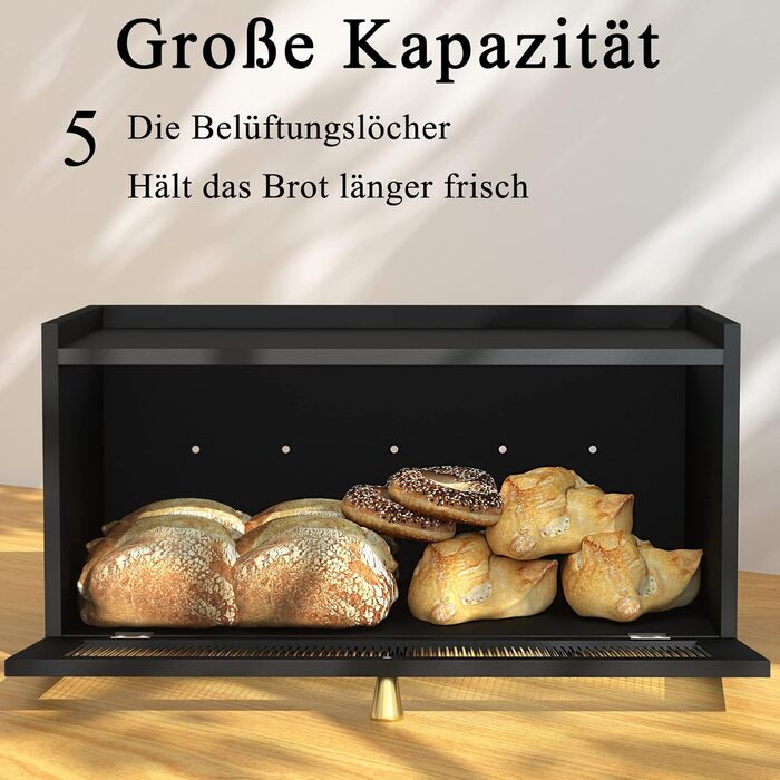 Бамбукова хлібниця 40 x 25 x 21 см чорна AINILE