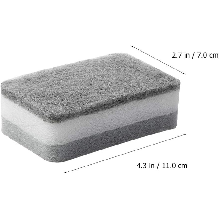 Губка чистящая, набор 10 предметов, серый LATRAT