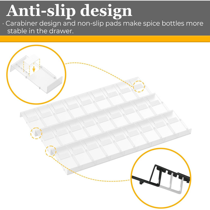 Органайзер для спецій пластиковий розсувний, 24 комірки, прозорий Famhap