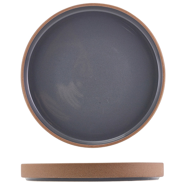 Тарілка презентаційна 20*2.5 см із низьким вертикальним бортом, Kava Dark Grey Stoneware Raw Wall, GenWare