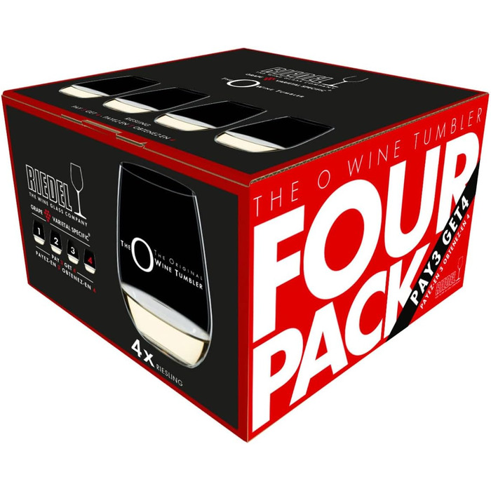 Набор бокалов без ножки для белого вина 0,37 л, 4 предметов, O Wine Tumbler Riedel