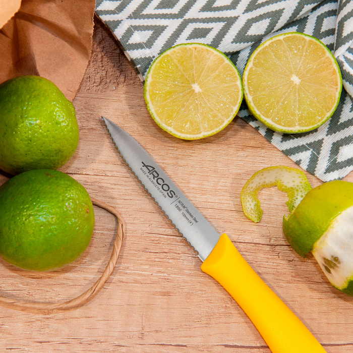 188615 Ніж для чищення 100 мм зубчатий жовтий серія 'Nova'