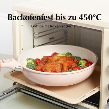 Набор кухонной посуды с керамическим антипригарным покрытием, 16 предметов, розовый Redchef