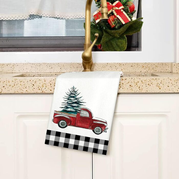 Набір з 2 різдвяних кухонних рушників 45 x 65 см, набір J Автомобіль Ohok