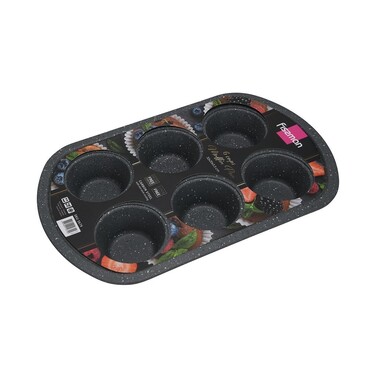 Форма для випічки 6-ти кексів Fissman 32x20x3,5 см вуглецева сталь з антипригарним покриттям (5679)