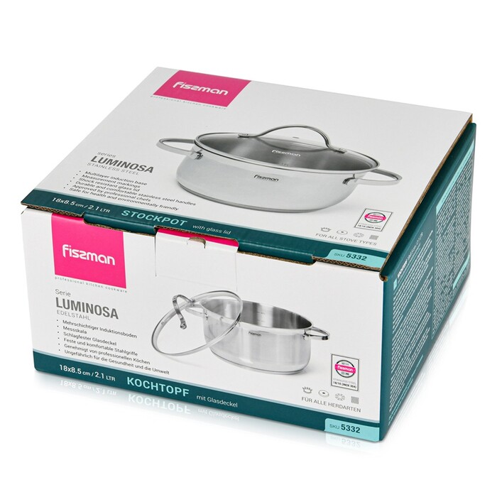 Каструля зі скляною кришкою 18 см 2,1 л LUMINOSA Fissman