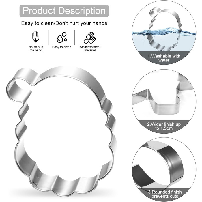 Різдвяні формочки для печива, набір формочок для печива гном Санта Клаус, формочка для печива з нержавіючої сталі у формі лося, формочка для печива з 4 головами лося, подарункові формочки для печива для випікання помадних тортів (барвиста тема A6)