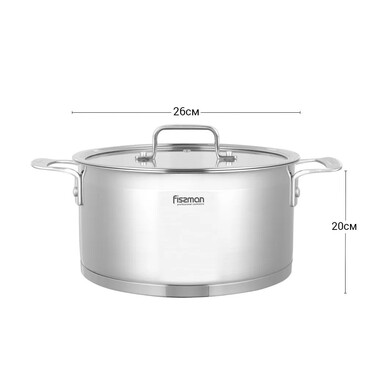 Кастрюля со стеклянной крышкой 26 см 10,6 л FOBUS Fissman
